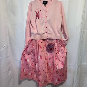 Collectif Nova Some Bunny to Love Dress Jessie Cardigan Set Pink Bunny Swing 16